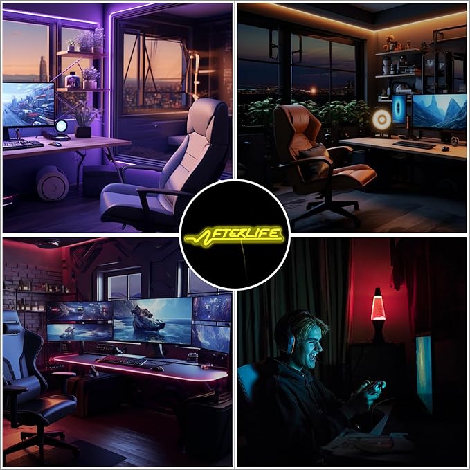 Ajoyferris Cyberpunk Neon Sign Game Led Sign for Wall Decor Shooting Games Neon Light for Gaming Room Man Cave Bedroom Decoration Afterlif Neon Light Sign for Teen Boys
