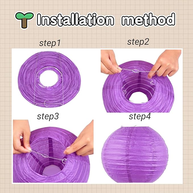 Chinese Paper Lanterns for Birthday Party Decorations – Hanging Rainbow Lanterns for Ceiling Decor, Classroom, Wedding, and Home Party – Pack of 18,Purple and Dark Purple(8/10/12-Inch)