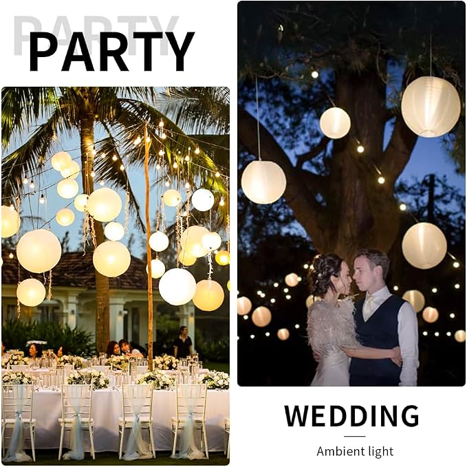 24 Pcs Paper Lantern Lights, Warm White Mini LED Lights | Waterproof, Lasts 36 Hours, Battery-Powered for Wedding Camping Parties Balloon and Floral Decorations
