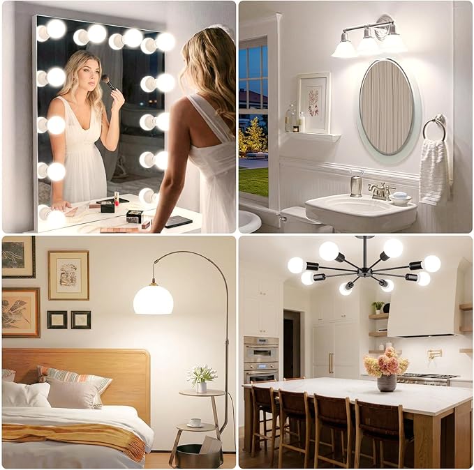 Brightever G25 LED Globe Light Bulbs 60 Watt Equivalent, 5W 4000K Natural Daylight LED Vanity Light Bulbs, E26 Base Round Light Bulb for Bathroom Over Mirror, CRI85+, 600LM, 4-Pack, Non-Dimmable