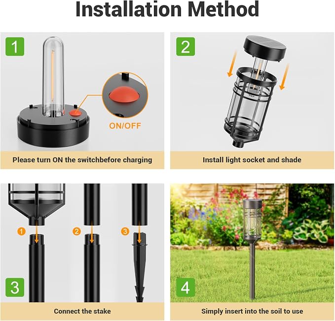 Amzarp 2 Pack Solar Garden Lights, Outdoor Bright LED Solar Pathway Lights | IP65 Waterproof Rugged Shatterproof Auto On/Off for Landscape Garden Yard Walkway Driveway Lawn Lighting(3000K Warm White)
