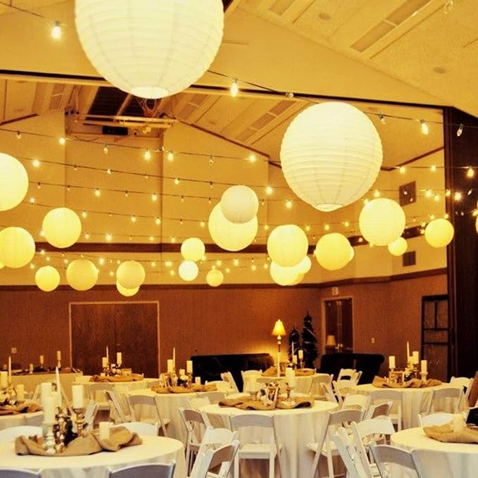 Novelty Place 8 inch White Paper Lanterns (Pack of 10) - Great Chinese/Japanese Home, Party & Wedding Decorations