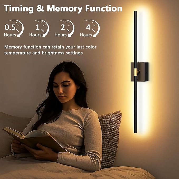 Eneru Battery Operated Wall Sconces Set of 2, Rechargeable Wireless Lights | 10000mAh Battery Powered, Touch and Remote Control, 4CCT Dimmable Wall Lamps for Indoor Living Room Hallway Picture Bedroom