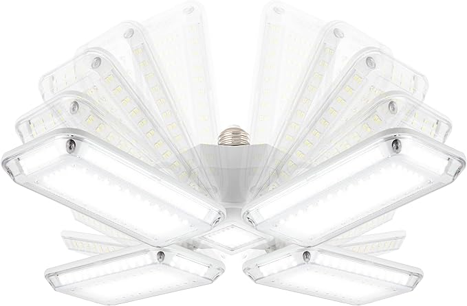 Bell+Howell HighBurst Ultra LED Garage Light Bulb – 10,000 Lumens, Super Bright Screw-in Ceiling Light - Adjustable Multi-Panel Design, for Garage, Shop, Basement, Attic – As Seen on TV