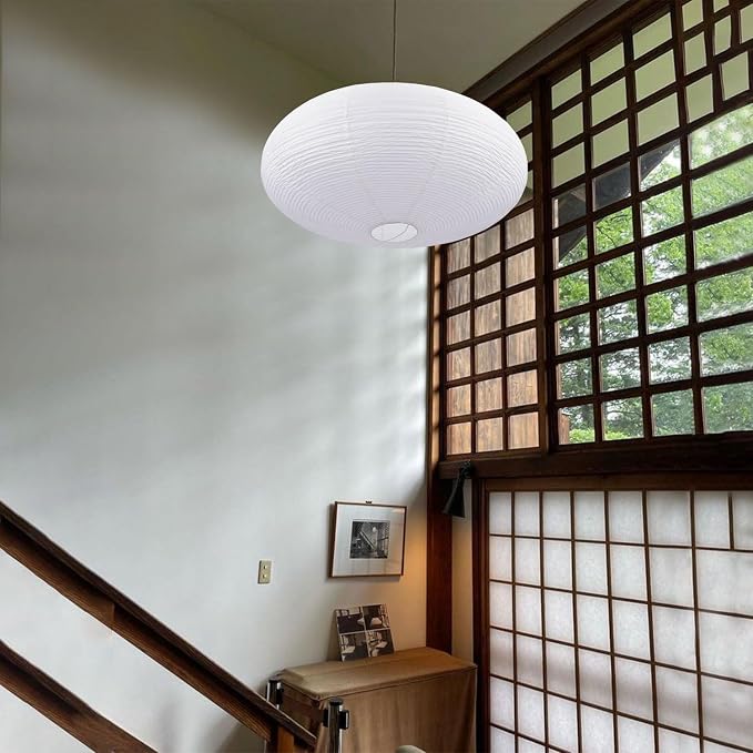 White Oval Paper Lanterns, 16.54" Large Hanging Paper Lantern Shade, 1 Pack | Chinese/Japanese Paper Pendant Lampshade, Handmade, for Party Decoration, Wedding, Home Decor Ceiling Lamp shade