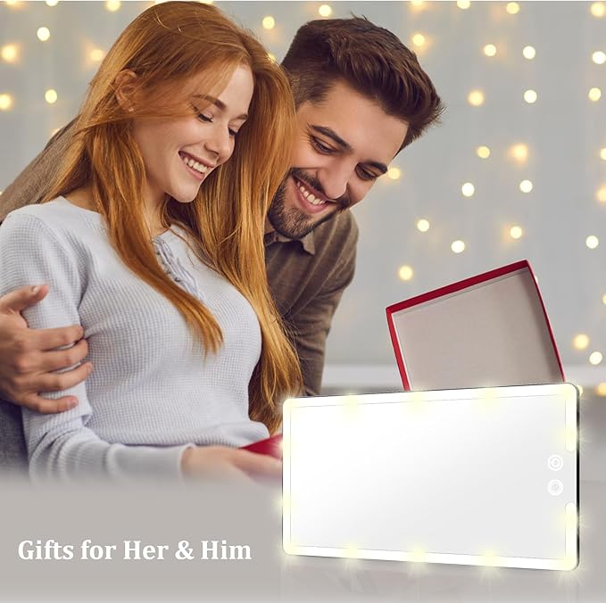 Led Sun Visor Vanity Mirror, Upgraded Large Car Mirrors with Lights, Dimmable Light up Vanity Makeup Mirror for Car,Rechargeable Universal Rear View Visor Mirrors