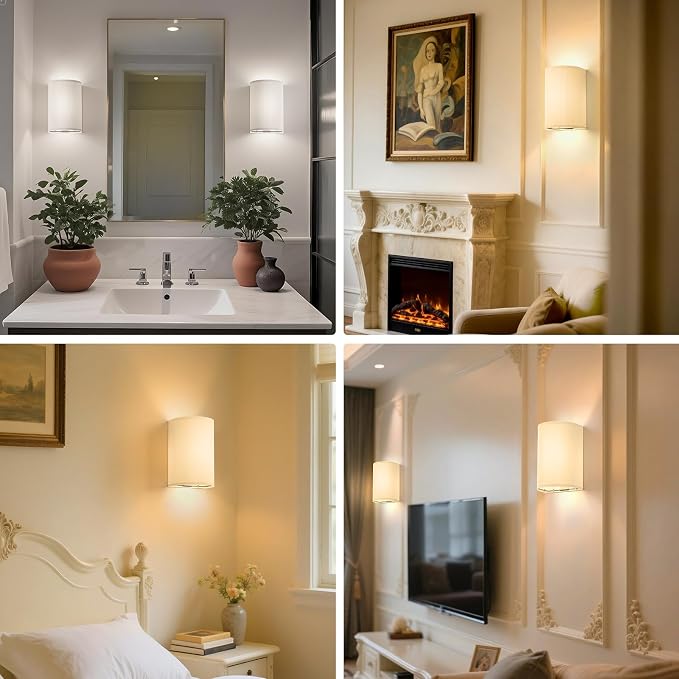 OCATO Wall Sconces Battery Operated Wireless Wall Sconces Set of Two | Battery Operated Magnetic Lamp Rechargeable Lights Dimmable with 16 RGB Walls Decor with Remote Timer for Bedroom Living Room