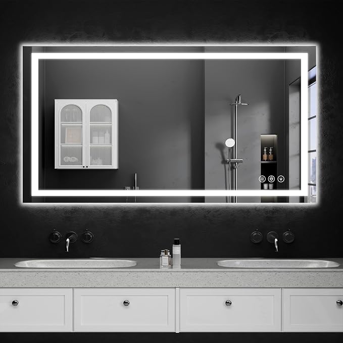 48"x32" LED Bathroom Mirror with Lights, Dimmable,Anti-Fog,Bathroom Vanity Mirror for Wall, Backlit + Front Lit, Memory Function, Shatter-Proof,Tempered Glass