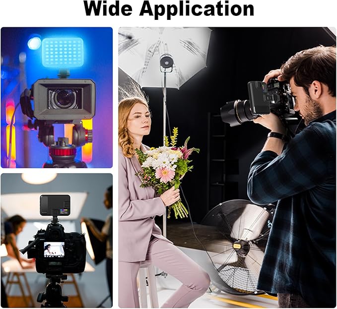 Hagibis RGB Camera Light,360°Full Color Portable Video Light LED Photo Light w Cold Shoe,2200mAh Rechargeable CRI97+,20Effects Lighting for Photography/Advertising Poster/Short Film (RGB-Black)