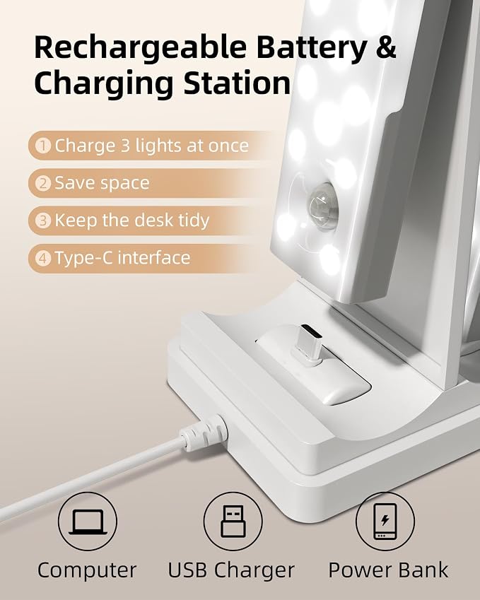 EZVALO 6-Pack Under Cabinet Lighting with 2 Charging Stations, 9 Inch Rechargeable Wireless Motion Sensor Lights, 2000mAh, 3 Color Temps, Dimmable, Magnetic, Remote Control for Kitchen, Closet