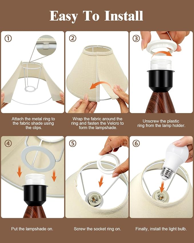 Nusogon Touch Table Lamp for Nightstand - 3-Way Dimmable Small Bedside Lamp | 3s Quick Shut-Off Smart Desk Lamp for Bedroom, Living Room, Reading, Nursery, LED Bulb Included