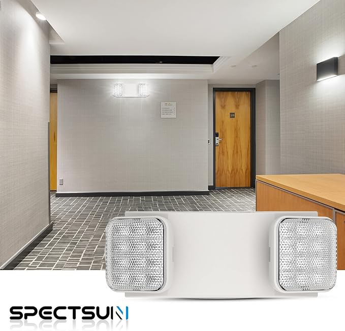 SPECTSUN 8 Pack LED Exit Emergency Light Combo with Battery Backup-US Standard Commercial Corded Emergency Exit Sign Lights for Home Power Failure,UL 924 Certified,Exit Signs Emergency Light Combo
