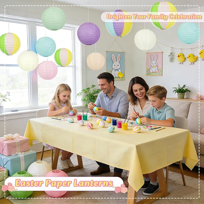 12 Pcs Pastel Paper Lanterns - 8" Hanging Round Paper Lanterns for Pastel Classroom Decor, Baby Shower Decorations, Birthday, Wedding Spring Party & Office Decor