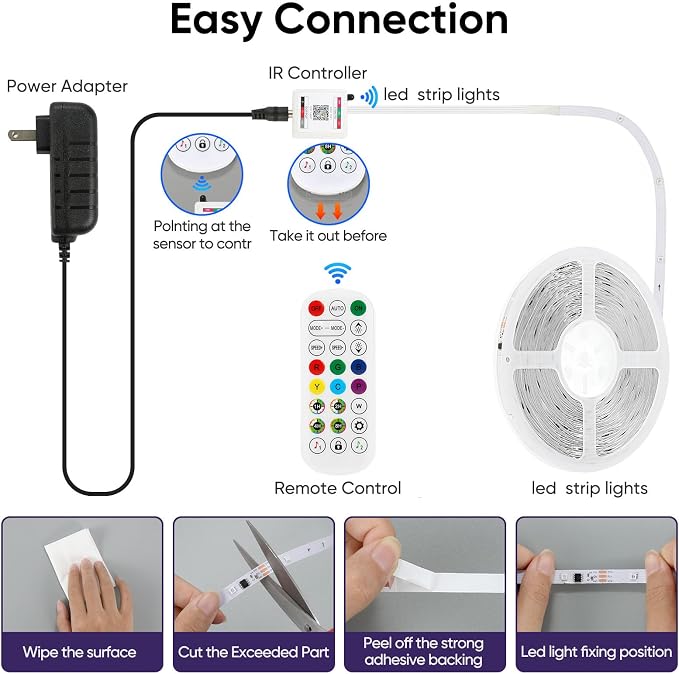 LED Lights for Bedroom, 50FT IC RGB LED Strip Lights, Smart Control | Color Changing, Multiple Colors Chasing Effects, APP & Remote Control, Timer Function, Music Sync Lights for Party, Kitchen