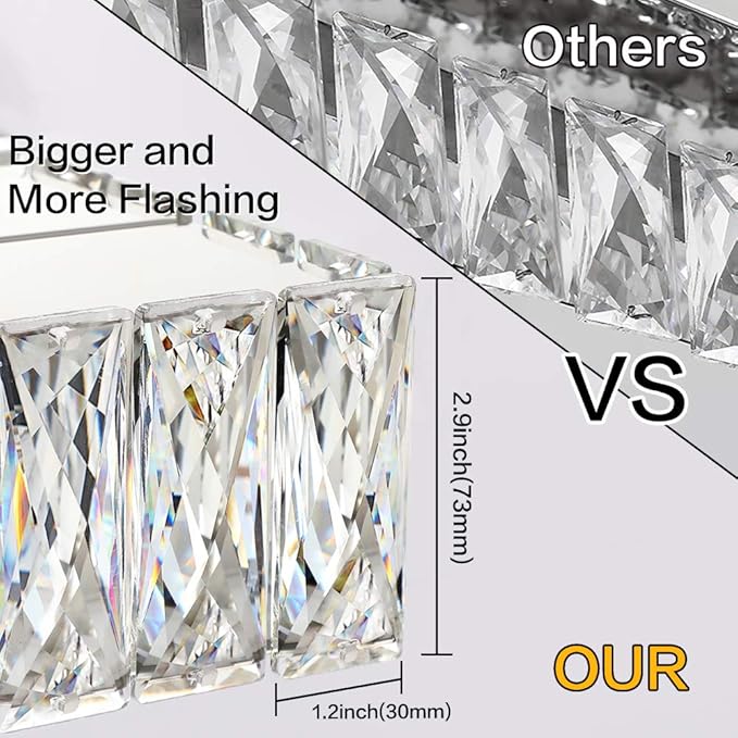 ZUZITO LED Bathroom Light Fixture - Modern 3 Light Crystal Vanity Light - Chrome Bathroom Wall Light 5CCT Dimmable