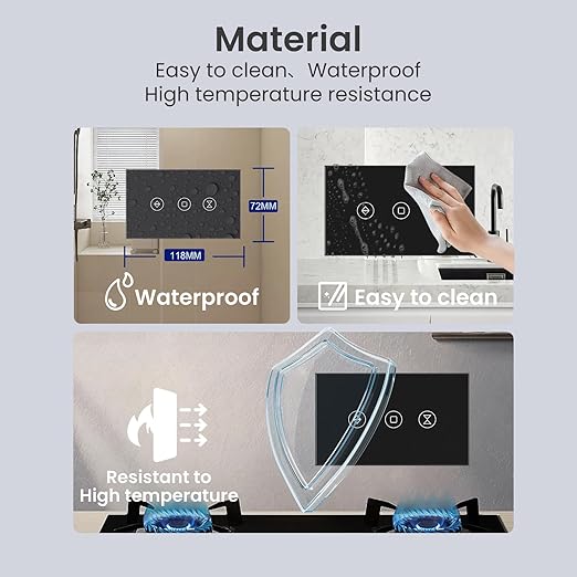 Smart Roller Shutter Switch Single Gang 2.4GHz Wi-Fi Touch Switch, Neutral Wire Required,Work with Smart Life/Tuya App and Alexa,Tempered Glass Panel,Black
