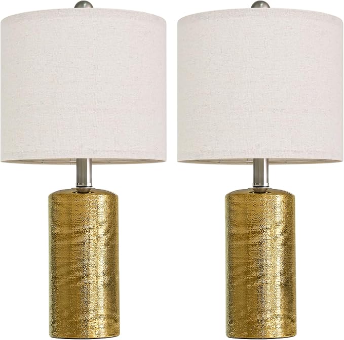 G-SAFAVA 20.5" Small Table Lamps for Living Room Lamp Set of 2 Ceramic Lamps for Bedroom Bedside Lamps Modern Boho Lamps for Night Stands Farmhouse Nightstand Lamp Side End Table Lamp, Gold