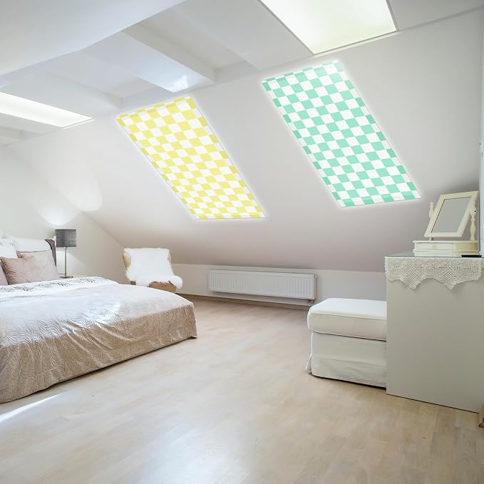 6 Pcs 4 x 2 Feet Fluorescent Light Covers Pastel Checkers Magnetic Light Cover for Ceiling Lights with 60 Magnets Decorative Magnetic Filters for Home Classroom Office Kitchen Decoration