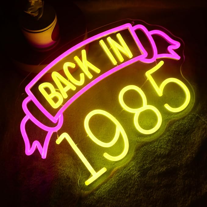 Back in 1985 Neon Signs 40th Birthday Party Decorations 40 Year Old Gift for Men Women Forty Neon LED Light for Anniversary 40th Class Reunion Wedding Happy Birthday 1985 Theme Party Wall Decor