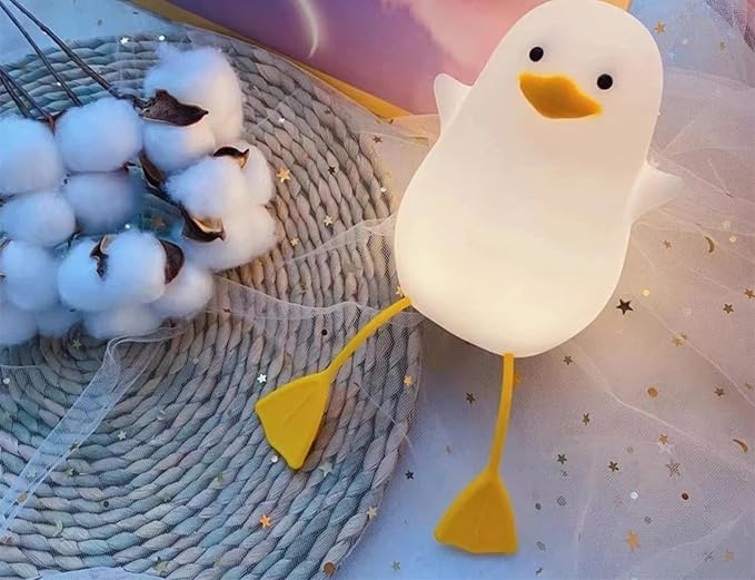 Tap Control Cute Cartoon Silicone USB Rechargeable Night Light, Squeeze Soft Silicone Animal Timing Bedside Sleep Lamp