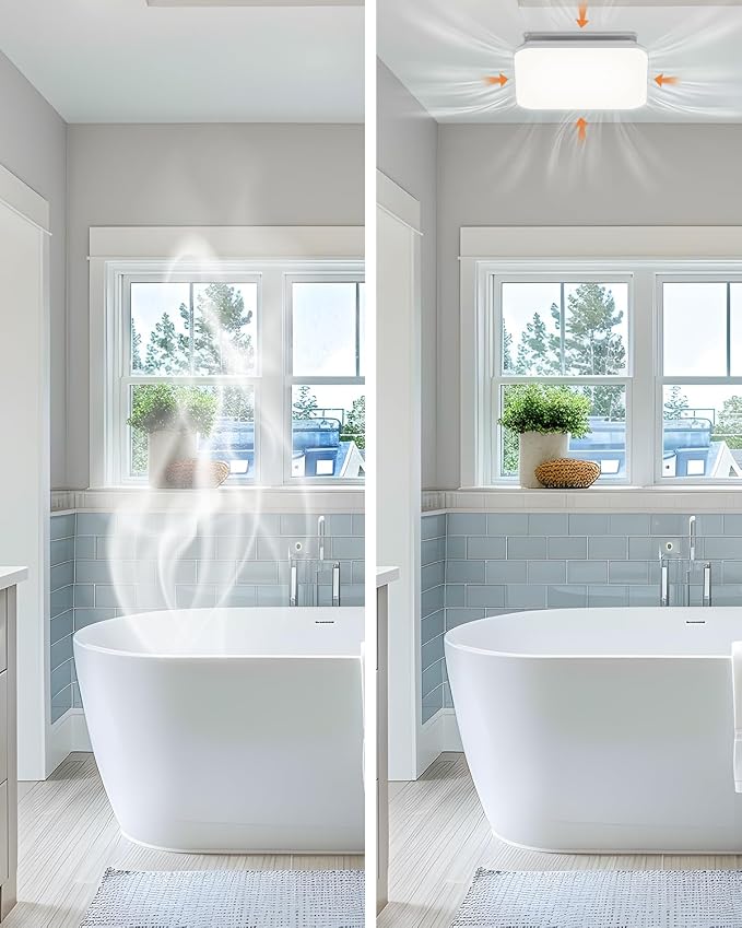 Fitop Bathroom Exhaust Fan with Light, 1.0 Sones 110 CFM 43W 1200LM | No attic installation required, ETL, Ceiling-Mounted Shower Ventilation Exhaust Fan with Light, Bathroom Vent with Light