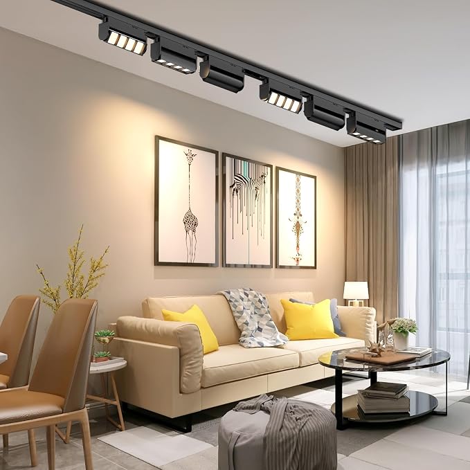 5 Color Linear H Track Lighting Heads H Type Track Light Heads Dimmable LED Track Lighting Fixtures Ceiling Spot Light, H Style Track Heads for H Track Lighting Rails, Black CRI90 12W 3 Pack
