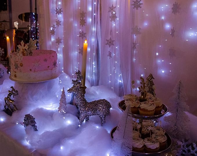 300LED Fairy Curtain Lights, 9.8x9.8Ft Warm White USB Plug in 8 Modes & Timer Christmas String Hanging Lights with Remote for Bedroom Indoor Outdoor Weddings Party Wall Decorations(White)