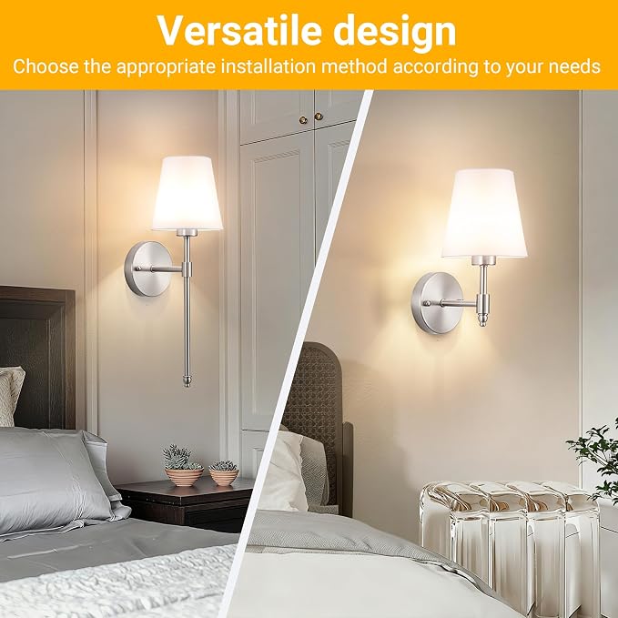 Vimhou Peel and Stick Wall Sconces, Stick On Wall Sconce Set of 2, Battery Operated Wireless Wall Light, No Drill Adhesive Wall Lamp, Corn Bulb with 10000mAh Rechargeable Battery, Bedroom Wall Decor