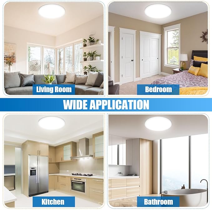 Allsmartlife LED Flush Mount Ceiling Light Fixture 1 Pack, 15.8 inch 32W 4320lm Flat Ceiling Light, 3000K/4000K/6500K, Round Ceiling Light Fixture for Bedroom, Living Room, Kitchen