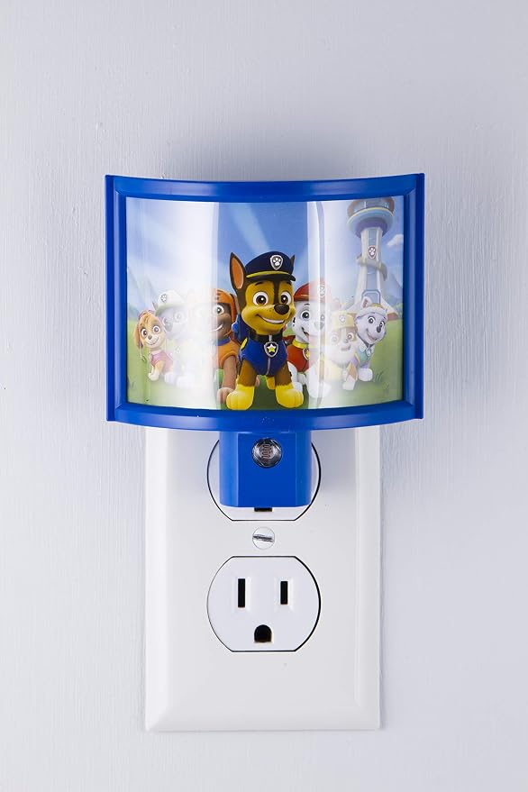 Nickelodeon Paw Patrol LED Night Light, Plug-in, Marshall, Rocky, Scout, Skye, Ryder, Chase, Kids Gifts, Dusk-to-Dawn Sensor, Great for Bedroom, Bathroom, Nursery, Playroom, Hallway, 39137