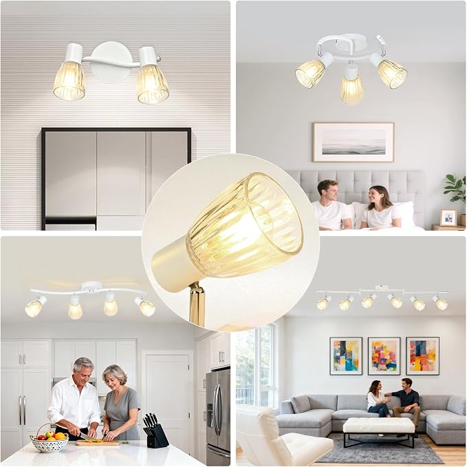 HiBay 2-Pack Lampshades, Clear Striped Bell Glass Shades | Lighting Fixture Accessory Lampshade Cover Replacement, Fit for E12 Base Pendant Lights Table lamp Sconce Chandeliers