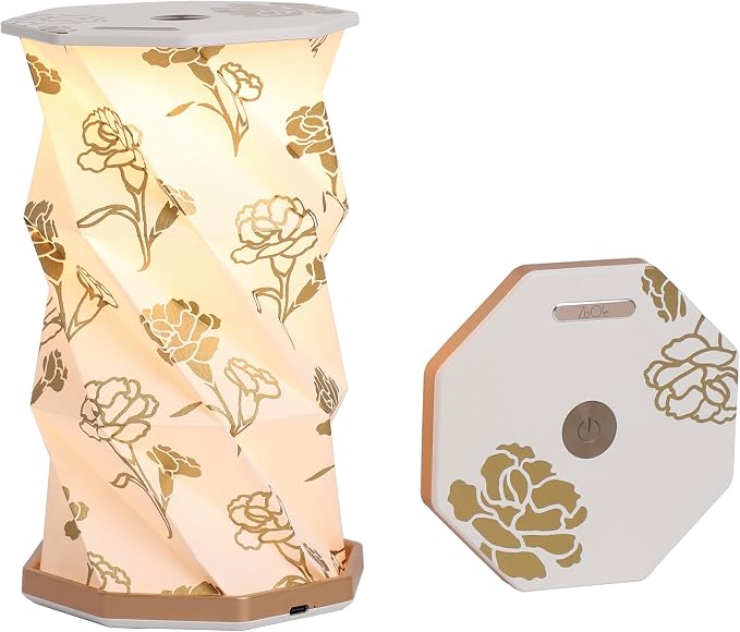 Birthday Flower Folding Lamp, Paper Lantern Lights, Japanese Gifts | Rechargeable Paper Light, Elegant Gift Box – Ideal Anniversary, Birthday Gift for Women, Mom, Grandma-White Carnation