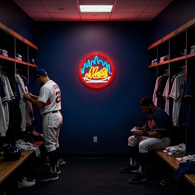 Baseball Neon Sign for Wall Decor NY Baseball Team Neon Light for Man Cave | Dimmable Led Neon,Fans Birthday Baseball Gifts,5V USB Powered, Men's Bedroom,Sport Bar Decor,Club,Garage Wall Art,13.5*13.5in