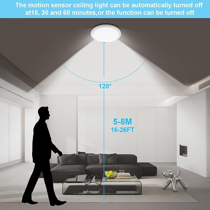 LINEWAY Rechargeable Motion Sensor Ceiling Light with Remote,Battery Operated LED Ceiling Lights 3 Colors Dimmer 7.5'' Wireless Closet Light Magnetic Motion Activated Shower Light for Shed Pantry | Battery Operated LED, 3 Colors Dimmer, Wireless with R...