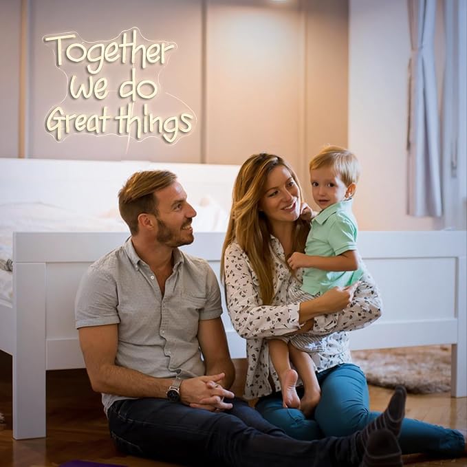 Together We Do Great Things Neon Sign Dimmable Inspirational Neon Light Signs Wall Art Decor for School Home Office Positive Classroom Decor USB Neon Light 16.5 * 12.6 IN