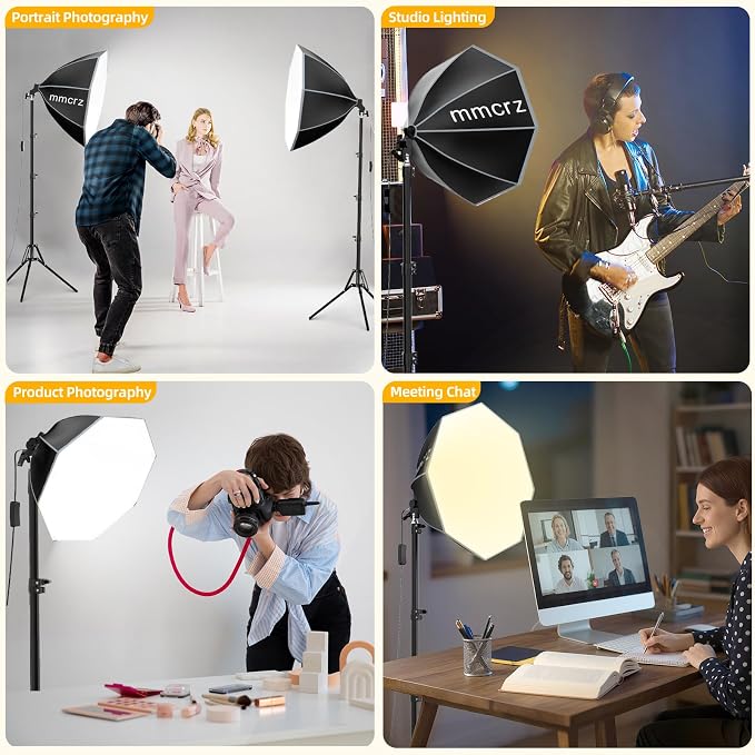 2PACK Professional Softbox Lighting Kit, 20'' x 20'' Studio Lights with 85W 2700-6500K E27 LED Bulbs, Continuous Lighting for Photography/Video Recording/Live Streaming