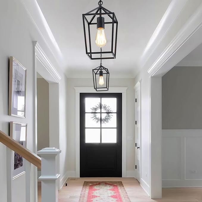 Sheetea 2 Pack Pendant Lights Kitchen Island, Modern Black Light Fixtures | Farmhouse Design, Ceiling Hanging Height Adjustable, Durable Metal, Quick & Easy Installation, Small Pendant Lighting