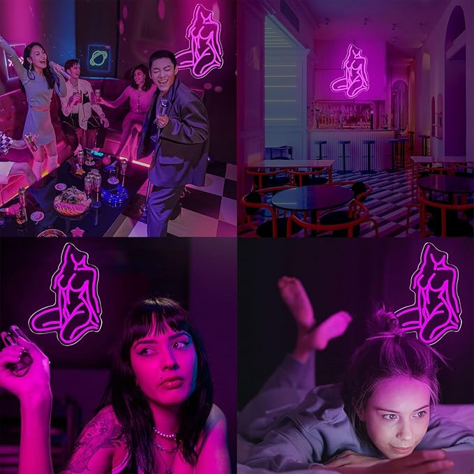 Lady Neon Sign for Wall Decor Beauty Miss Led Light Up Sign Bedroom Bar Club Party for Man Cave Room Hanging Pink Led Sign Art Birthday Decoration Gifts