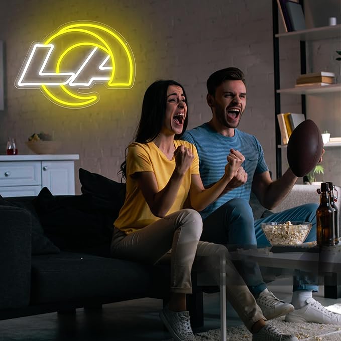Football Neon Sign for Wall Decor Football Team Dimmable Led Neon Light for Man Cave Birthday Gifts for Rugby Fans Yellow Light Up Sign for Bedroom Party Club Bar Dorm Decoration Size16.1*11.8In(ZYLD267)