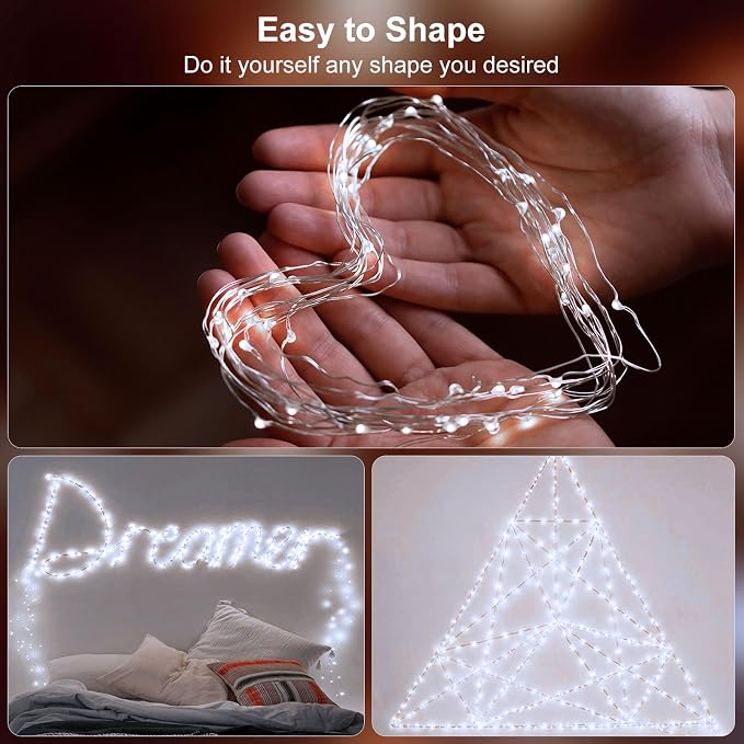 6 Pack Timer Fairy Lights Battery Operated Twinkle Lights with 5 Modes | 16.4Ft 50 LED Silver Copper Wire Battery Wreath Lights for Home Christmas Wedding Indoor Outdoor Decor, Cool White