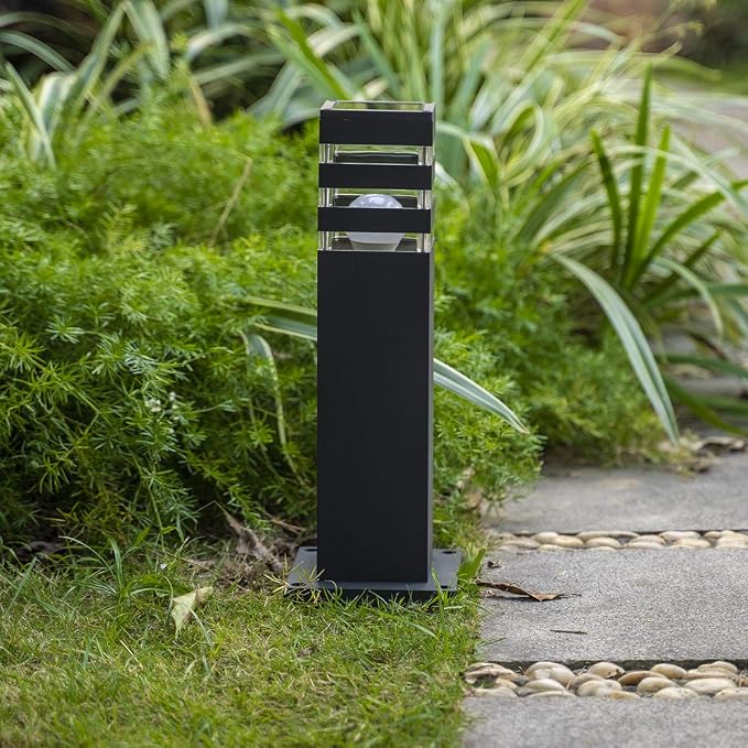 Pathway Lights Post Lights IP55 Waterproof Outdoor Lamp Post Lawn Light Floor Lamp E26 Lampholder Hardwired Suitable for 12V / 24V / 120V Voltage(16in, Black)