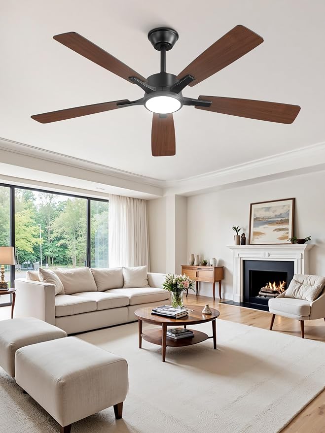 Fanbulous 52 Inch Ceiling Fans with Lights, Black, Remote & APP Control | Stepless CCT & Dimmable Light, 20W LED Ceiling Fan, 6 Speeds, Reversible Quiet DC Motor, for Bedroom, Living Room, Apartment