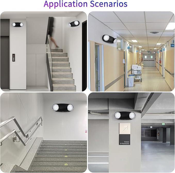 GZRUIYANG Emergency Lights with Battery Backup, 6 Pack Emergency Light, LED Commercial Emergency Lights, UL Listed, AC 120/277V, Hardwired Emergency Exit Light Fixtures for Business - (Black)