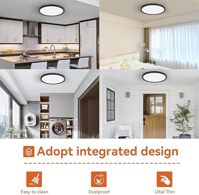 TALOYA Flush Mount Ceiling Light Fixture,10 Inch,18W,5000K Daylight Black | 100–240 VAC Input LED Ceiling Light for Bedroom, Living Room, Porch,Bathroom,Kitchen, Laundry,Hallway and Closet