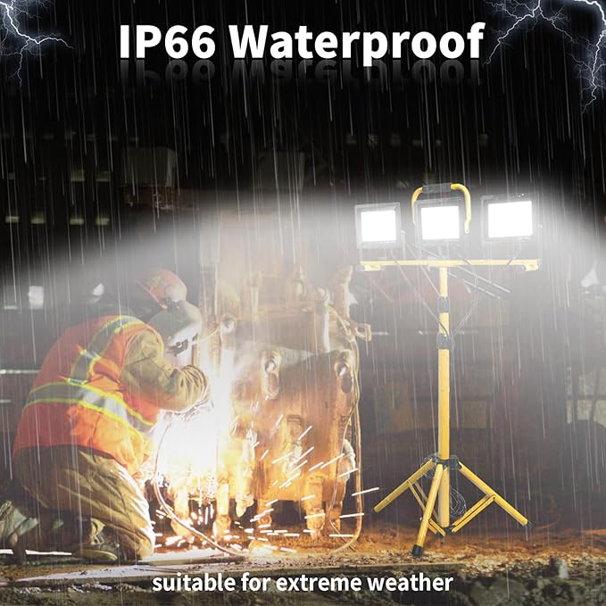 LED Light Work Stand: 21000LM Portable Lighting for Job Site, Construction & Garage Workshop