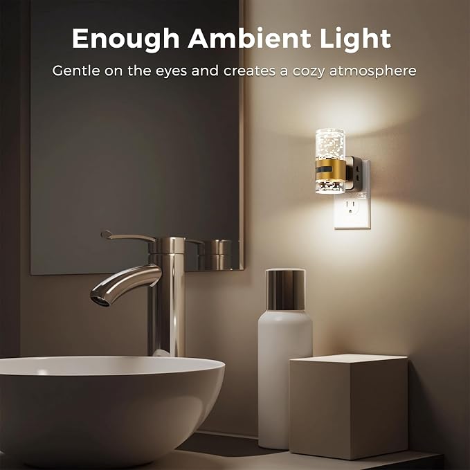 L LOHAS LED Motion Sensor Night Light, Bubble Night Lights Plug into Wall | 3CCT Color Temperature Change Night-Light, Dimmable Nightlights with Dusk to Dawn Sensor for Rooms Bathroom Hallway