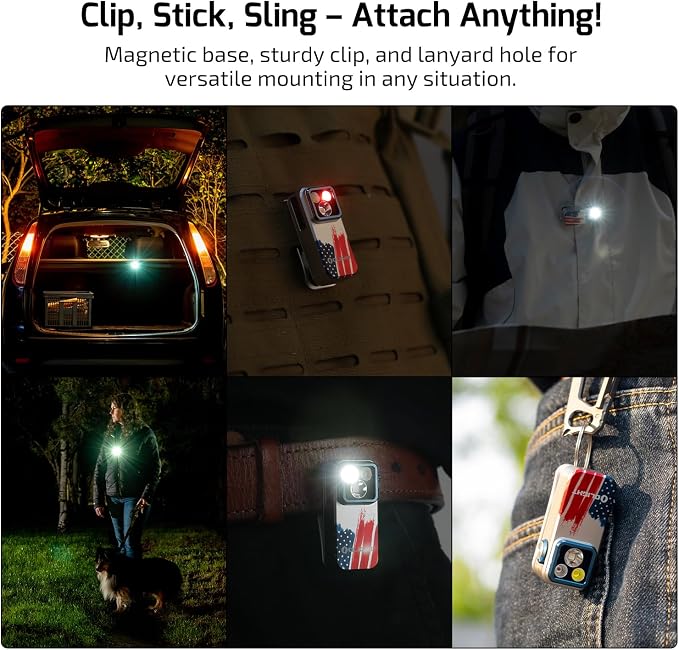 OLIGHT Oclip Pro Rechargeable EDC Clip-on Flashlight, Stars & Stripes | Red Light, 500 Lumens Floodlight, Spotlight, Pocket-Sized, USB-C Charging, Magnetic, for Work, Signaling, Outdoor or Home Use