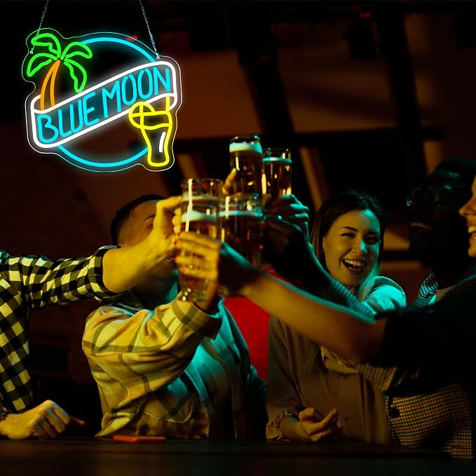Beer Neon Sign for Wall Decor Bar LED Light for Man Cave | Dimmable beer neon light, bedroom, bar home store bistro party restaurant decor, birthday gifts, size 13.7*13.1 in