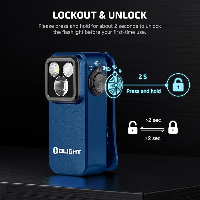 OLIGHT Oclip Pro Rechargeable EDC Clip-on Flashlight, Midnight Blue | Red Light, 500 Lumens Floodlight, Spotlight, Pocket-Sized, USB-C Charging, Magnetic, for Work, Signaling, Outdoor or Home Use