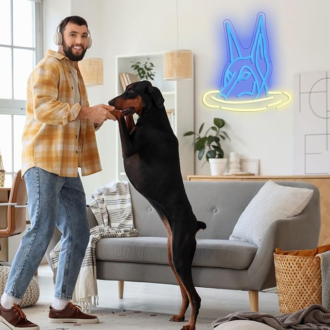 Doberman Dog Neon Sign for Wall Decor Usb Powered Doberman Swimming Led Light Sign Cool Neon Dog Light for Cafe Pet Shop Bar Birthday Party